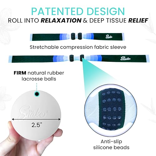 The Snake Peanut Massage Ball Roller - Deep Tissue Double Lacrosse Ball Massager for Back, Spine, Neck & Foot - Myofascial Release & Trigger Point Therapy Tool (Firm, Blue)