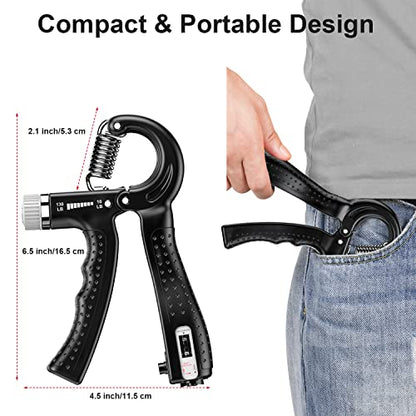 Hand Grip Strengthener 2 Pack Adjustable Resistance 10-130 lbs Forearm Exerciser，Grip Strength Trainer for Muscle Building and Injury Recovery for Athletes - color: Black
