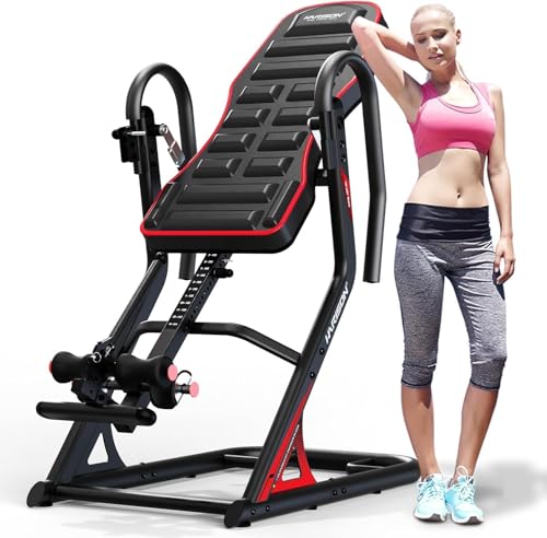 Inversion Table for Back Pain Relief - Decompression Back Stretcher, 350LBS Capacity Strength Training Inversion Equipment, Decompression Table with Safe Belt & Comfortable Ankle Holders