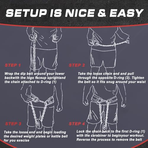 Heavy Duty Dip Belt With Chain - Weighted Pull Up Belt for Workout