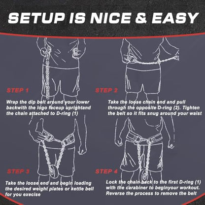 Heavy Duty Dip Belt With Chain - Weighted Pull Up Belt for Workout