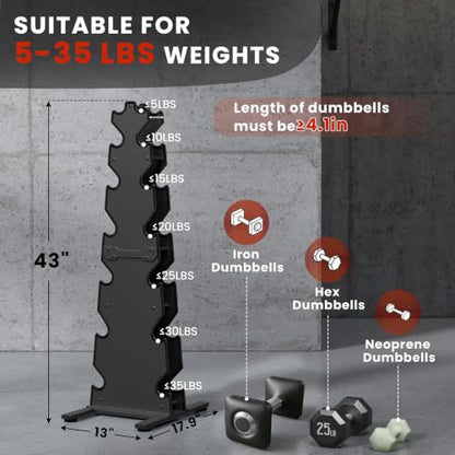 Dumbbell Rack Stand Only, 7-Tier | 5-Tier | 3-Tier Weight Rack for Dumbbell - color: Black, size: 7 Tier