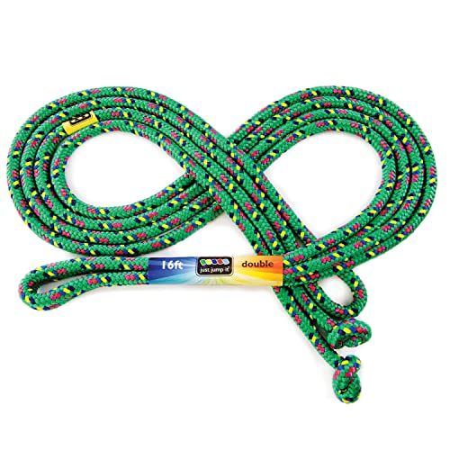 Just Jump It 16' Foot Single Jump Rope for Kids Women and Men - Active Outdoor Youth Fitness Excersing Equipment - Double Dutch Length Gym Accessories - color: Green Confetti, size: 16 feet