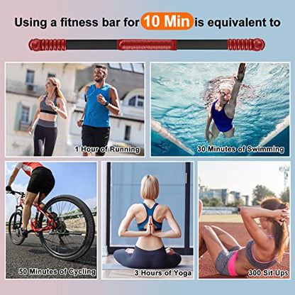 Fitness Bar, Elastic Resistance Exercise Bar for Strength Training - color: Red