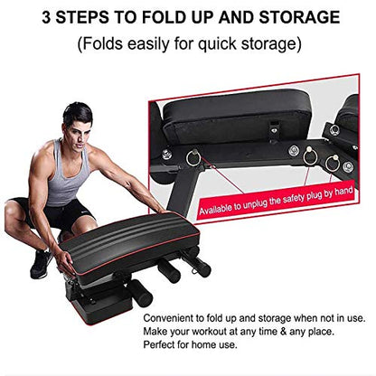 Weight Bench Adjustable Foldable Compact Workout Bench for Home Gym Multifunctional Bench Press Full Body Workout Equipment for Strength Training