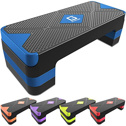 GYMMAGE Aerobic Exercise Step, Adjustable Height, - color: Blue