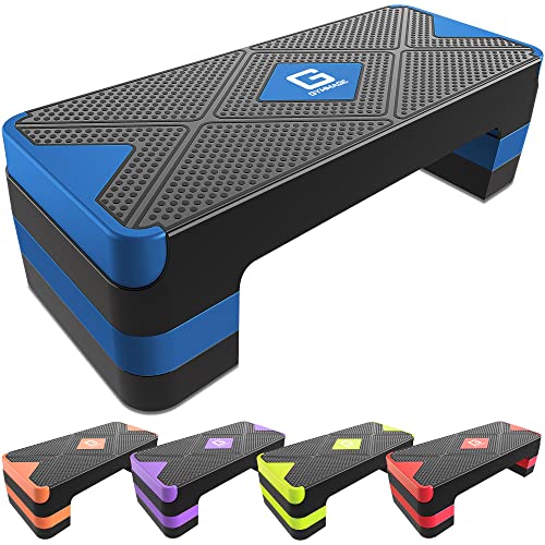 GYMMAGE Aerobic Exercise Step, Adjustable Height, - color: Blue