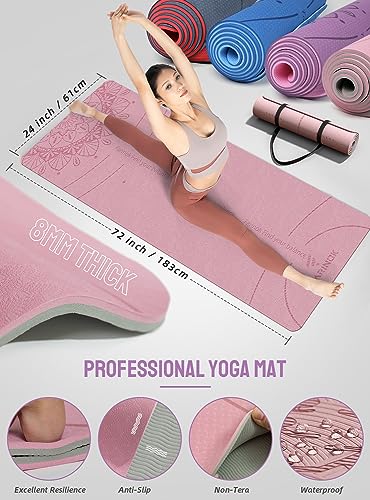 1/3 Yoga Mat Thick, Yoga Set for Beginners - color: PURPLE&PINK