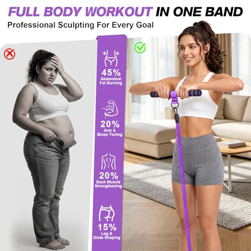 WOQQW Multifunction Pedal Resistance Band with Handle, Upgraded 3 Tube Adjustable Foot Resistance Bands for Core, Arm, Legs, Body Puller Trainer - Sit Up Exercise Equipment for Women Men