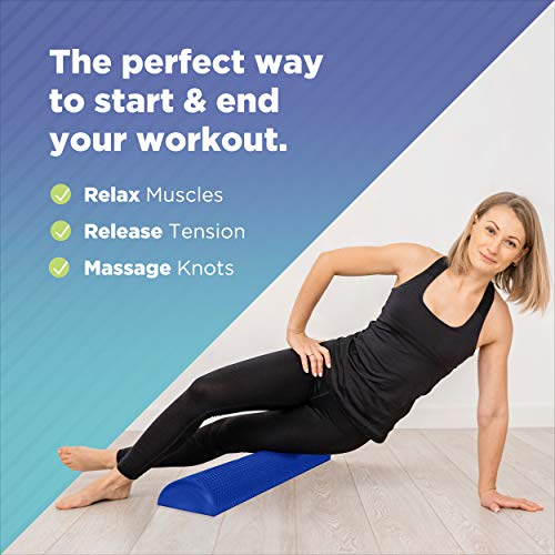 High Density EVA Foam Roller for Physical Therapy – Deep Tissue Massager with Textured Bumps for Myofascial Release & Fitness Training - Lightweight & Durable 12" Half Foam Roller – Made in the USA - size: 12" Half Roller
