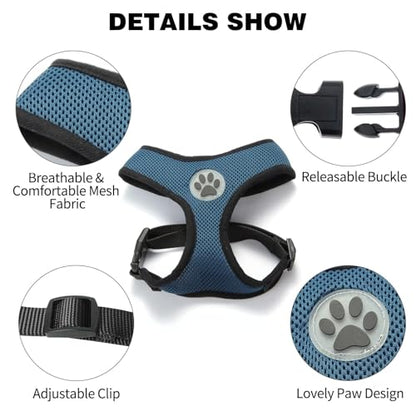 BINGPET Small Dog Harness, No Pull Step-in Puppy Pet Vest, Blue - color: Navy Blue, size: S (NECK: 12", CHEST: 14"-18")