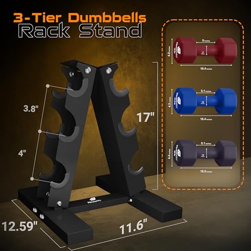 Dumbbells Storage Rack Neoprene Dumbbells Weight Rack - 2.0MM Thickness Weight Organizer Stand for Home Gym - Easy Assembly