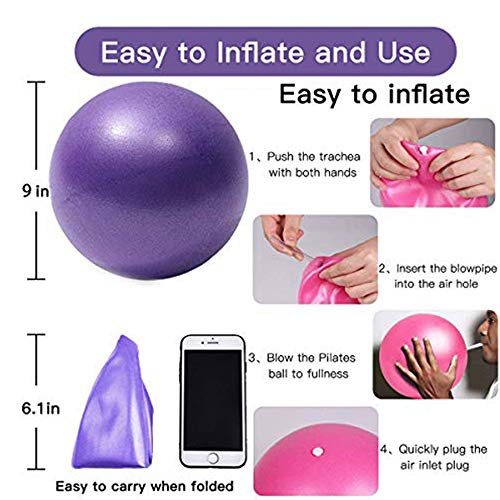 Pilates Ball 9 Inch - Mini Exercise Ball | Yoga, Barre, Core Training, Physical Therapy, Anti-Burst & Non-Slip
