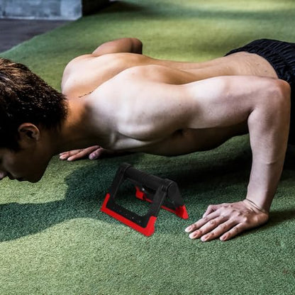 Pair of Push-up Bars for Strength Training Home Gym Exercise Floor Workouts Fitness Equipment (red)