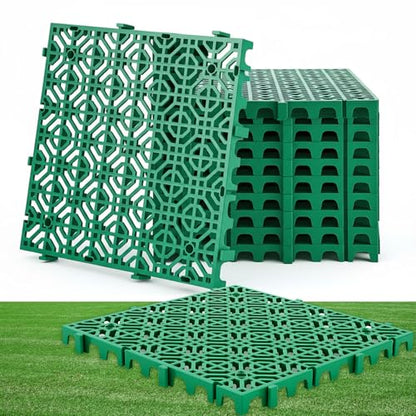 10 Pcs Ground Protection Mats, Green Interlocking 15.7 x 15.7 in - color: Green, size: 15.7 x 15.7 in