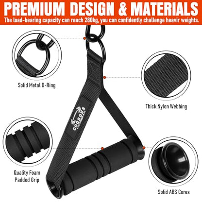 Heavy Duty Exercise Handles, Gym Cable Handles for Cable Machine Attachments, D Handle Cable Attachments, Handles for Resistance Bands, Workout Accessories, Fitness Equipment for Home Gym