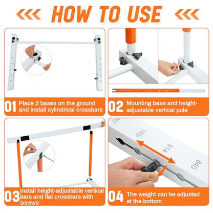 Blulu Adjustable Track and Field Hurdles Height Sports Training Hurdle with Counterweight Heavy Duty Track and Field Equipment Practice Training from 30 to 42 Inch for Athletes Adults