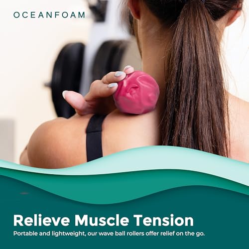 Wave Massage Ball Roller – Textured Lacrosse Ball, Plantar Fasciitis Relief, Muscle Knot Therapy, Myofascial Release, Feet Pain – Travel Size (Black Marbled, Miami Blue, Hot Pink) Pack of 3 - color: Pack of 3 (Black Marbled, Miami Blue, Hot Pink )