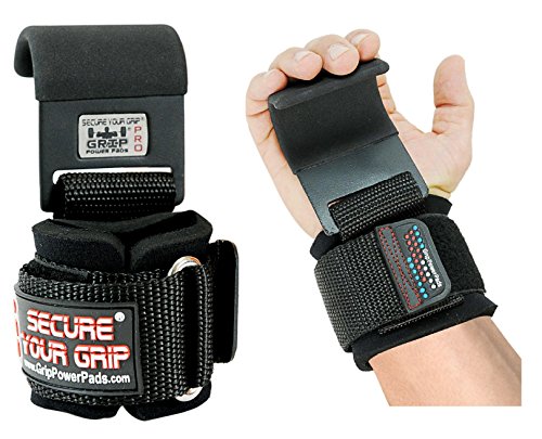 Weight Lifting Rod Hooks Heavy Duty Wrist Wraps Power Weight Lifting Training Gym Grips Straps Set of 2 - color: Flat Black 2 Hooks, size: WOMEN-Wrist Size Small/Medium