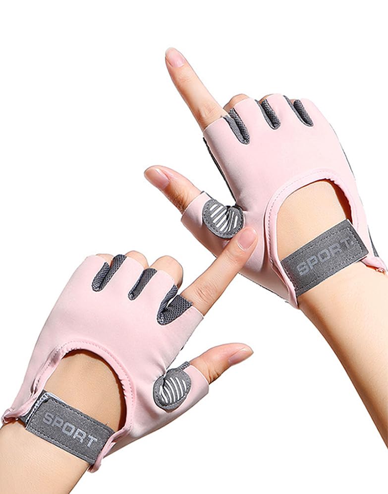 Workout Gloves for Men Women Exercise Gloves for Weight Lifting Fitness Cycling Gym Training with Grip Cushion Pads - color: Pink