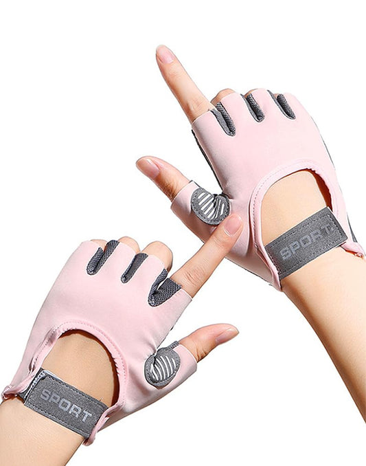 Workout Gloves for Men Women Exercise Gloves for Weight Lifting Fitness Cycling Gym Training with Grip Cushion Pads - color: Pink