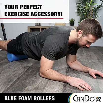 CanDo Blue PE Foam Rollers for Fitness, Exercise Muscle Restoration, Massage Therapy, Sport Recovery and Physical Therapy for Homes, Clinics, and Gyms 6" x 36" Round