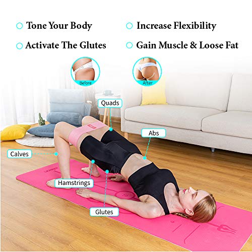 GLAMFIT Booty Resistance Bands for Women - Set of Non-Slip 5 Cotton Loops, Hip Thigh Glute Workout Bands for Squats, Yoga & Home Fitness Strength Training (Level 5)