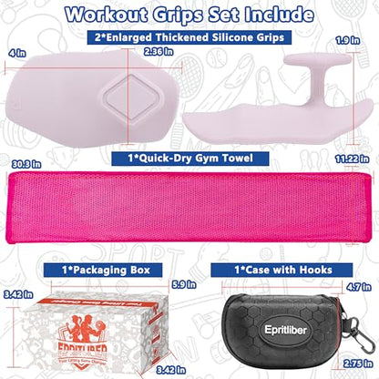 Large Anti-Slip Gym Workout Grips for WeightLifting,Silicone Hand Protector - color: Pale Pink
