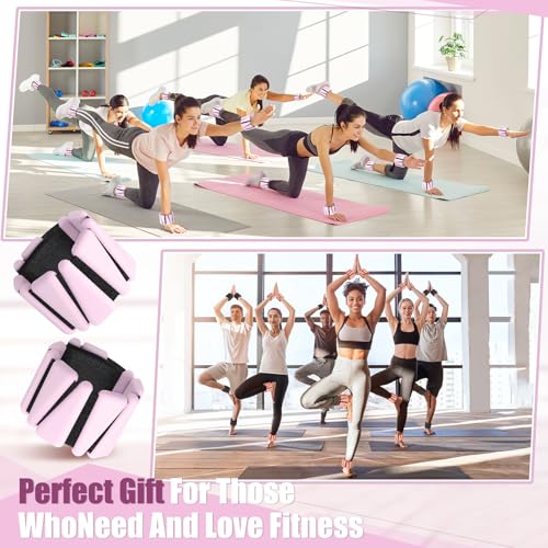 Wrist and Ankle Weights for Women Men Set of 4(1 lb Each) adjustable Arm Leg Silicone Weighted Wristbands Bracelets for Pilates Yoga Gym Workout Running Walking Strength Training(Pink) - color: Pink
