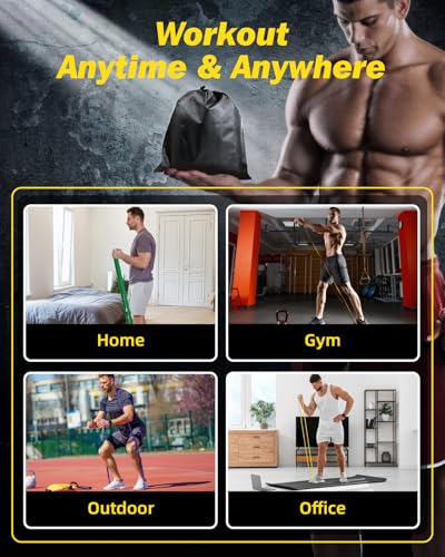 Zacro Resistance Bands Set with Door Anchor, Heavy Duty Pull Up Exercise Bands for Working Out, Muscle Power Strength Training, Physical Therapy, Home Fitness Gym Equipment for Men & Women