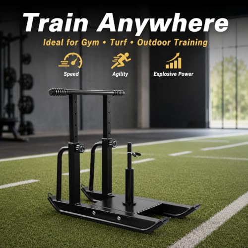 Weight Sled for Strength Training, Heavy Duty Fitness Sled with Shoulder Straps Adjustable Push Pull Sled for Speed, Agility, and Explosive Power, for 1" & 2" Plates
