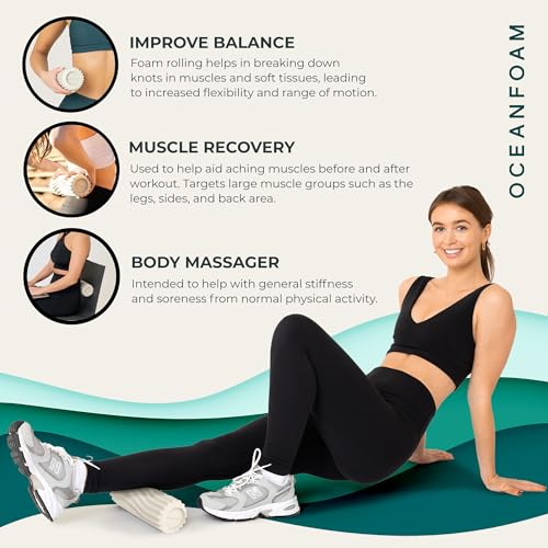 Ripple Travel Foam Roller (11" x 3.35") Firm Mini Foam Roller for Physical Therapy, Deep Tissue Massage, Back Pain - High Density, Ergonomic Wave Textured - Yoga, Pilates, Exercise (Natural) - color: Natural