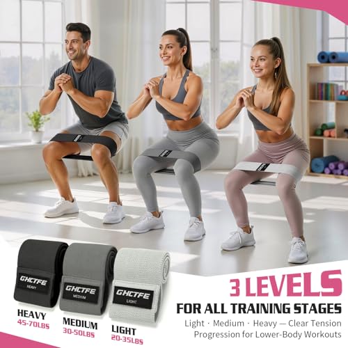 15PCS Fabric Resistance Bands for PT& Yoga Class, Athletes Training, Home Gym Exercise, Non-Slip Booty Bands Bulk Set for Glute, Leg Bands for Women, 3 Resistance Levels with Carry Bag