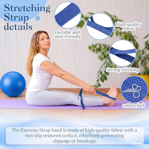 Pilates Set with 2 Yoga Exercise Balls (25.6”&9.8”), Yoga Block, Stretch Strap & Foot Pump, Stability Fitness Ball Kit for Home Gym Equipment Workout Pregnancy Physical Therapy