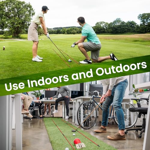 FINGER TEN Golf Alignment Sticks Rods Swing Trainer Tools 43 Inch 2 Or 3 Pack, Fits in Golf Bag Tour Stickers Practice Training Aid