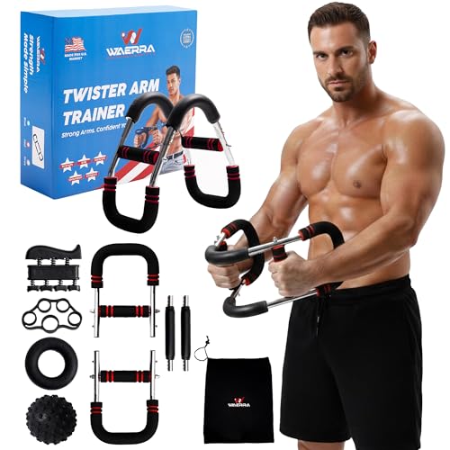 Adjustable Power Twister Arm Trainer - Chest Workout Equipment for Home Gym, Forearm Trainer & Muscle Exerciser for Men and Women, Portable Home Workout Strength Training, Upper Body Exercise Bar