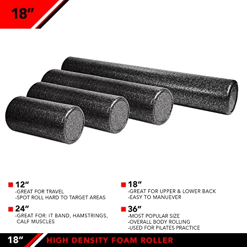 JFIT High Density Foam Roller – EPP Deep Tissue Massage Roller for Muscle Recovery, Myofascial Release & Stretching - color: Speckled Blue, size: 18-Inch
