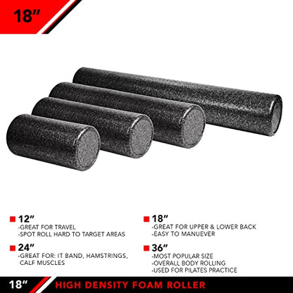 JFIT High Density Foam Roller – EPP Deep Tissue Massage Roller for Muscle Recovery, Myofascial Release & Stretching - color: Speckled Blue, size: 18-Inch
