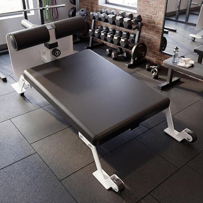 Takywep Adjustable Nordic Wave Trainer with Wheels, Heavy Duty Hamstring and Glute Bench, Compact Home Gym Strength Training Equipment, 450 lbs Weight Capacity