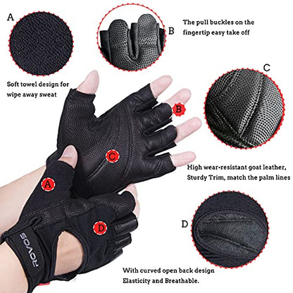 Workout Gloves for Men Ventilated Leather Weightlifting Gloves, Double-Layer Anti-Slip Palm with Foam Padding for Superior Grip and Hand Protection - size: X-Large