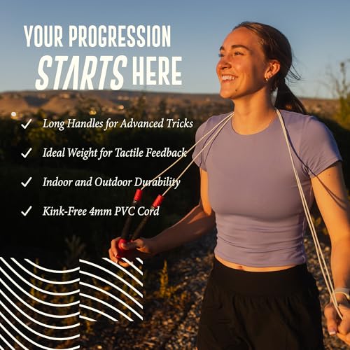 Fit Plus Pro Freestyle PVC, 4mm Cord Skipping Rope, Cardio, Adjustable 10ft Length with 8" Reinforced Handles, Non-Slip Grip for Gym Workout, School Sport, Beginner Use