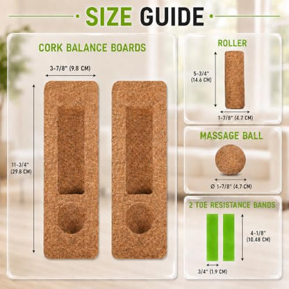 Cork Balance Board & Foot Roller Set, Ankle Strengthener for Yoga