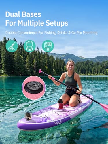 Niphean (Extra Large) Inflatable Paddle Board, SUP for 2+1 People/Family 500lbs Capacity Stand Up Paddle Board with SUP Accessories, StabilTrac Fin Non-Slip Paddleboard for Adults - color: Violet