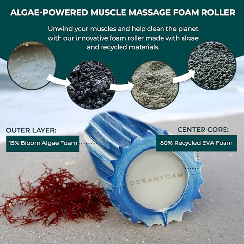 Ripple Travel Foam Roller (11" x 3.35") Firm Mini Foam Roller for Physical Therapy, Deep Tissue Massage, Back Pain - High Density, Ergonomic Wave Textured - Yoga, Exercise (Royal Marbled) - color: Royal Marbled