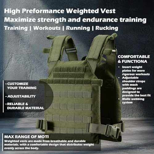 Weighted Vest for Men and Women Weight Vests Adjustable Strength and Endurance Training Fitness Tactical Running - color: Od Green