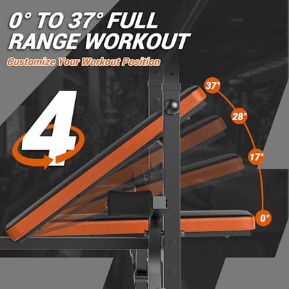 XDDIAS Weight Bench, 770LBS Bench Press Set with Leg Extension, 6 in 1 Olympic Weight Bench for Home Gym, Adjustable Workout Bench with Rack & Preacher Pad, Flat Incline Bench for Weight Lifting