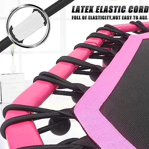 Newan 48" Fitness Trampoline with Adjustable Handle Bar, Silent Trampoline Bungee Rebounder Jumping Cardio Trainer Workout for Adults - Max Limit 330 lbs