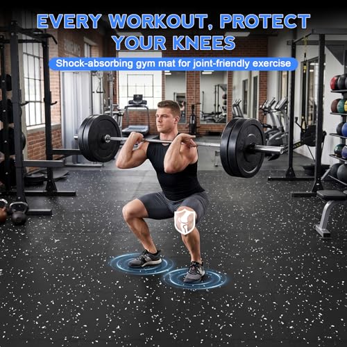 0.56" Thick Rubber Gym Floor Mats, 24 Tiles 96 SqFt, Heavy Duty Flooring - size: 24 Tiles (96 Sq Ft)