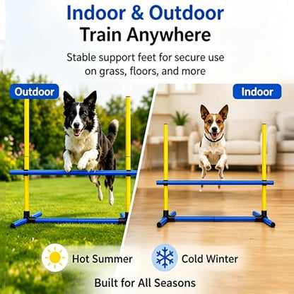 Dog Agility Hurdle, 2 Jump Bar Sets Indoor Outdoor Backyard Train - color: Hurdle 2-sets
