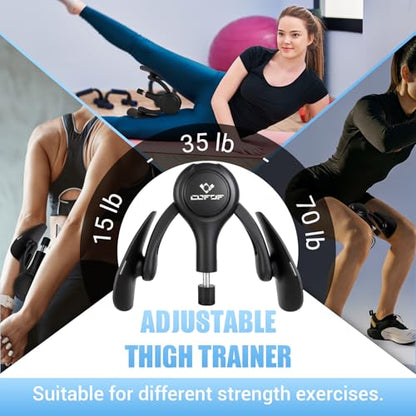 Thigh Trainer for Women, 15-70LB Adjustable Resistance Inner Thigh Exerciser for Pelvic Floor Muscle Repair, Thigh Trainer Kegel Exercise for Shaping, Yoga & Weight Loss at Home Gym